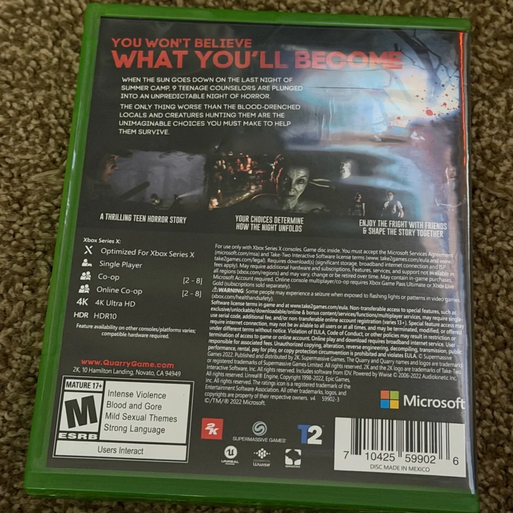 Microsoft Xbox Series X The Quarry Video Game Rated M For Mature Used Pre Owned.